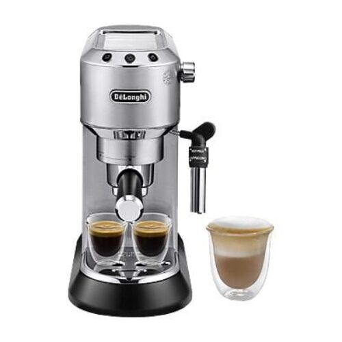 Macchina da Caffè Manuale Espresso e Cappuccino DE&rsquo;LONGHI Dedica EC685.M, Compatibile con Macinato o Cialde E.S.E., Spegnimento Automatico, Serbatoio Estraibile 1.1L, 1350W, 15bar, Argento